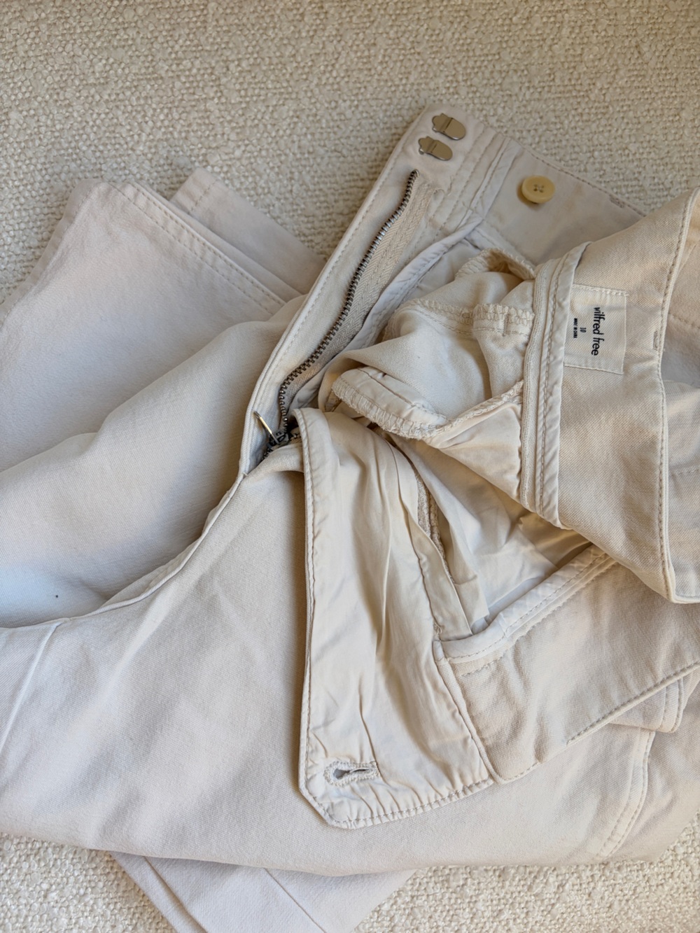 Aritzia Women's Cream Wide-Leg Trousers